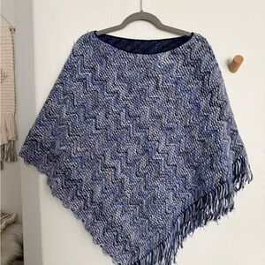 Missoni Navy and White Knit Poncho